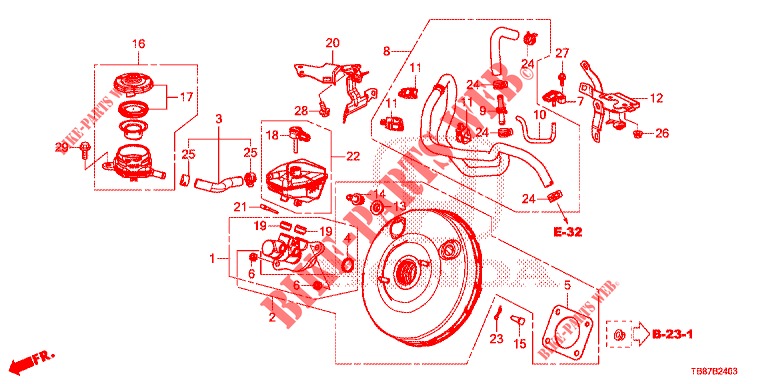 BRAKE MASTER CYLINDER/MAS TER POWER (DIESEL) (RH) for Honda CIVIC TOURER DIESEL 1.6 LIFESTYLE 5 Doors 6 speed manual 2014