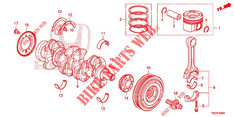 CRANKSHAFT/PISTON (DIESEL) for Honda CIVIC TOURER DIESEL 1.6 LIFESTYLE 5 Doors 6 speed manual 2014