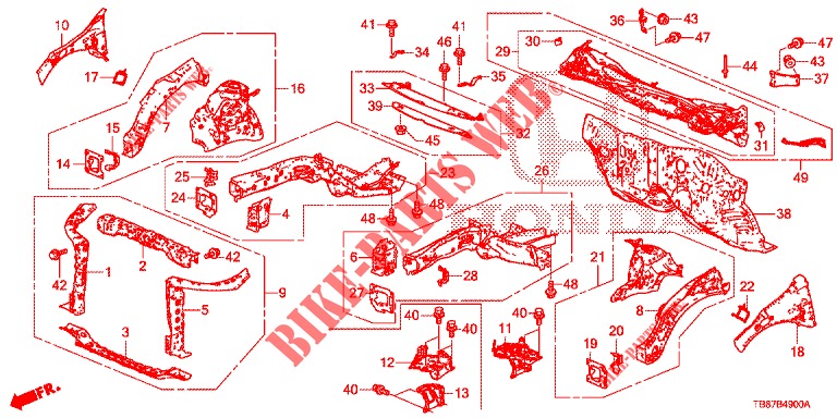 FRONT BULKHEAD/DASHBOARD  for Honda CIVIC TOURER DIESEL 1.6 LIFESTYLE 5 Doors 6 speed manual 2014