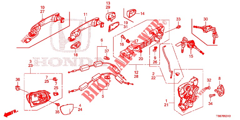 FRONT DOOR LOCKS/OUTER HA NDLE  for Honda CIVIC TOURER DIESEL 1.6 LIFESTYLE 5 Doors 6 speed manual 2014