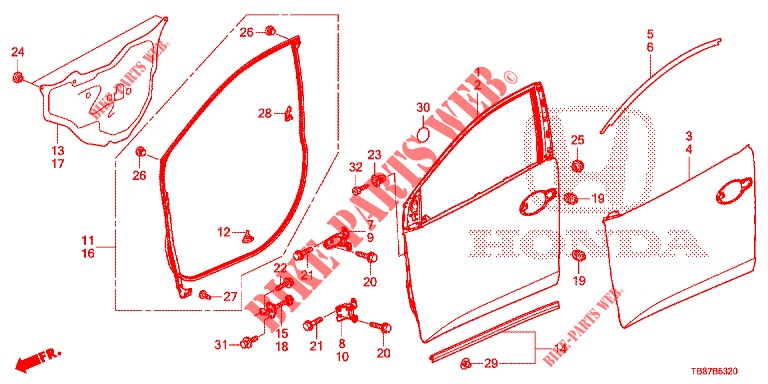 FRONT DOOR PANELS (2D)  for Honda CIVIC TOURER DIESEL 1.6 LIFESTYLE 5 Doors 6 speed manual 2014