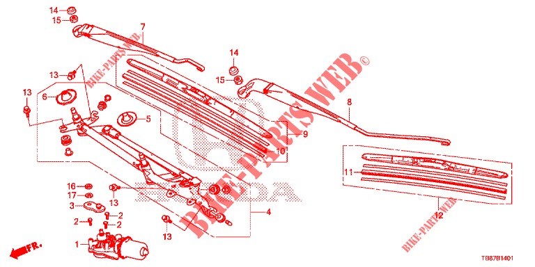 FRONT WINDSHIELD WIPER (RH) for Honda CIVIC TOURER DIESEL 1.6 LIFESTYLE 5 Doors 6 speed manual 2014