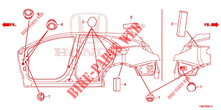 GROMMET (LATERAL) for Honda CIVIC TOURER DIESEL 1.6 LIFESTYLE 5 Doors 6 speed manual 2014