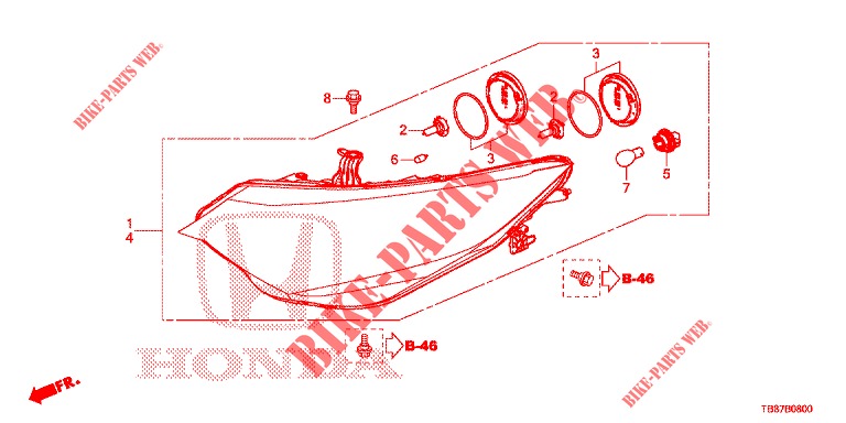 HEADLIGHT  for Honda CIVIC TOURER DIESEL 1.6 LIFESTYLE 5 Doors 6 speed manual 2014