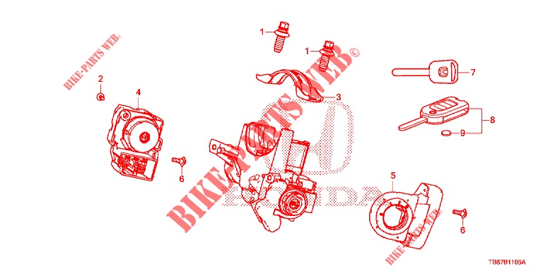 KEY CYLINDER COMPONENTS  for Honda CIVIC TOURER DIESEL 1.6 LIFESTYLE 5 Doors 6 speed manual 2014