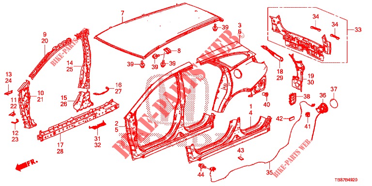 OUTER PANELS/REAR PANEL  for Honda CIVIC TOURER DIESEL 1.6 LIFESTYLE 5 Doors 6 speed manual 2014