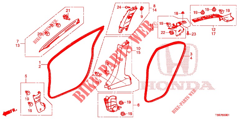 PILLAR GARNISH (RH) for Honda CIVIC TOURER DIESEL 1.6 LIFESTYLE 5 Doors 6 speed manual 2014