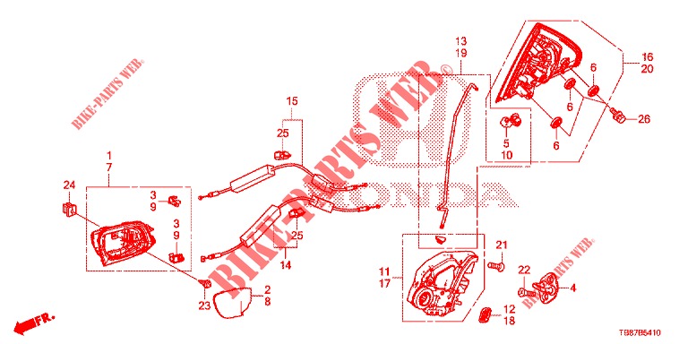 REAR DOOR LOCKS/OUTER HAN DLE  for Honda CIVIC TOURER DIESEL 1.6 LIFESTYLE 5 Doors 6 speed manual 2014