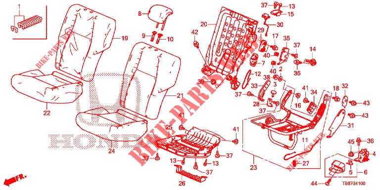 REAR SEAT/SEATBELT (G.) for Honda CIVIC TOURER DIESEL 1.6 LIFESTYLE 5 Doors 6 speed manual 2014