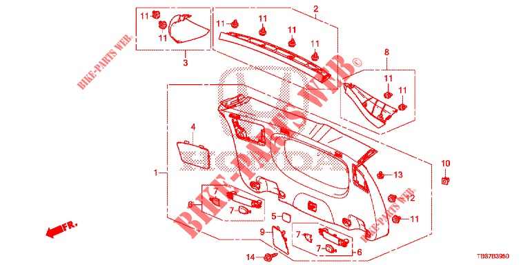 TAILGATE LINING/ REAR PANEL LINING (2D)  for Honda CIVIC TOURER DIESEL 1.6 LIFESTYLE 5 Doors 6 speed manual 2014