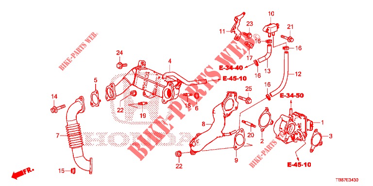 VALVE RECIRCULATION EXHAUST GAS. LOW PRESSURE LOOP (DIESEL) for Honda CIVIC TOURER DIESEL 1.6 LIFESTYLE 5 Doors 6 speed manual 2014