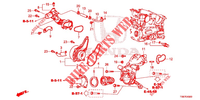 WATER PUMP/THERMOSTAT (DIESEL) for Honda CIVIC TOURER DIESEL 1.6 LIFESTYLE 5 Doors 6 speed manual 2014