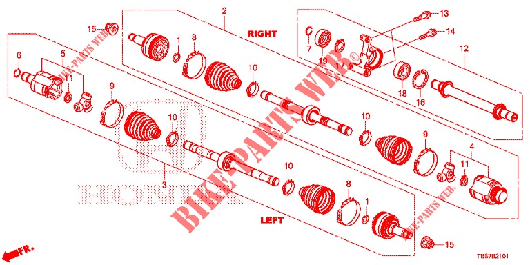 FRONT DRIVESHAFT/HALF SHA FT (DIESEL) (1.6L) for Honda CIVIC TOURER DIESEL 1.6 S 5 Doors 6 speed manual 2014