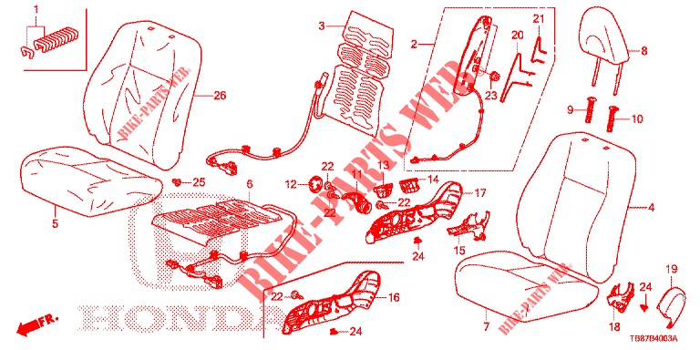 FRONT SEAT/SEATBELTS (D.) (2) for Honda CIVIC TOURER DIESEL 1.6 S 5 Doors 6 speed manual 2014