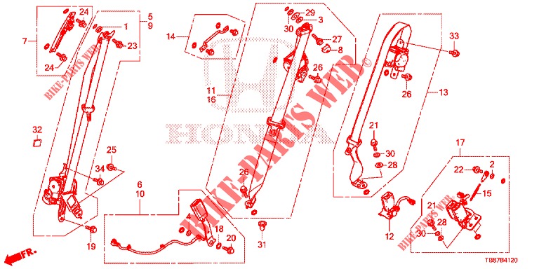 FRONT SEAT/SEATBELTS  for Honda CIVIC TOURER DIESEL 1.6 S 5 Doors 6 speed manual 2014