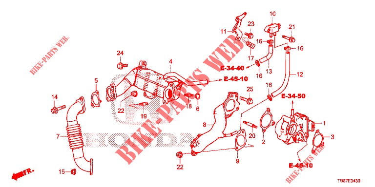 VALVE RECIRCULATION EXHAUST GAS. LOW PRESSURE LOOP (DIESEL) for Honda CIVIC TOURER DIESEL 1.6 S 5 Doors 6 speed manual 2014