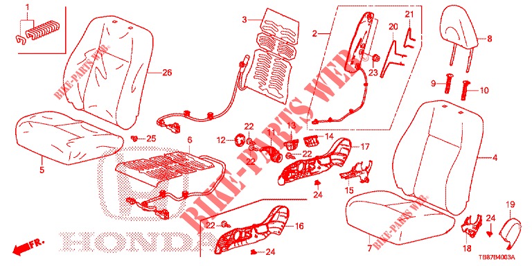 FRONT SEAT/SEATBELTS (D.) (2) for Honda CIVIC TOURER DIESEL 1.6 SE 5 Doors 6 speed manual 2014