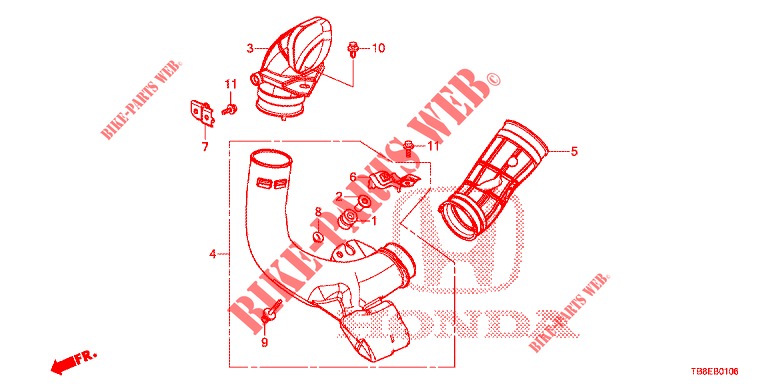 AIR INTAKE TUBE (DIESEL) for Honda CIVIC TOURER DIESEL 1.6 ES 5 Doors 6 speed manual 2015