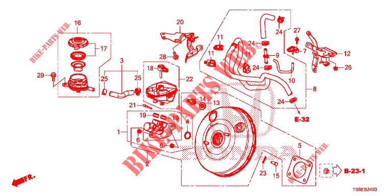BRAKE MASTER CYLINDER/MAS TER POWER (RH) (DIESEL) for Honda CIVIC TOURER DIESEL 1.6 ES 5 Doors 6 speed manual 2015