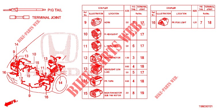 ELECTRICAL CONNECTORS (AVANT) (DIESEL) for Honda CIVIC TOURER DIESEL 1.6 ES 5 Doors 6 speed manual 2015