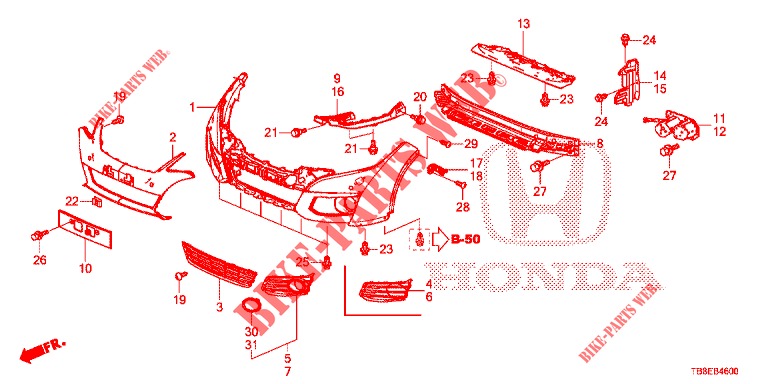 FRONT BUMPER  for Honda CIVIC TOURER DIESEL 1.6 ES 5 Doors 6 speed manual 2015