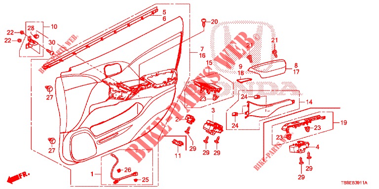 FRONT DOOR LINING (RH) for Honda CIVIC TOURER DIESEL 1.6 ES 5 Doors 6 speed manual 2015