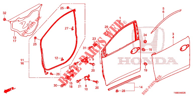 FRONT DOOR PANELS (2D)  for Honda CIVIC TOURER DIESEL 1.6 ES 5 Doors 6 speed manual 2015