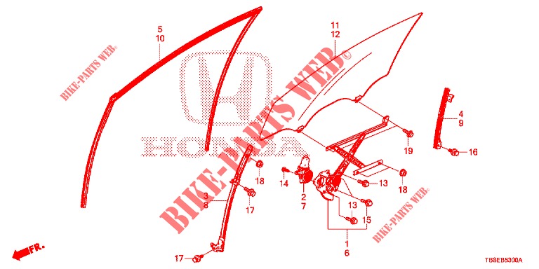 FRONT DOOR WINDOWS/REGULA TOR  for Honda CIVIC TOURER DIESEL 1.6 ES 5 Doors 6 speed manual 2015