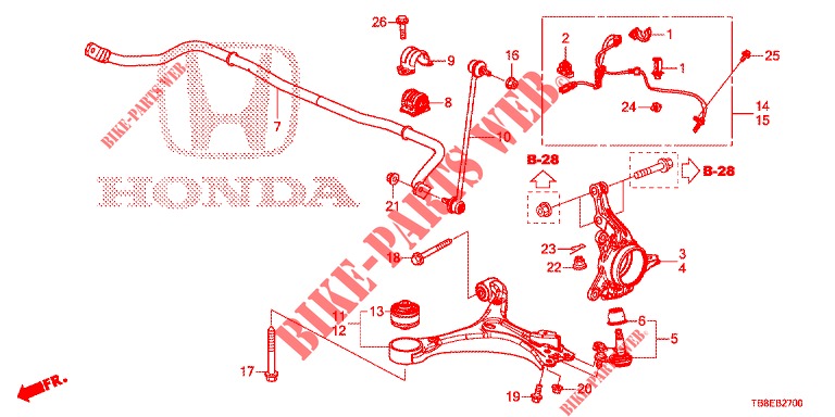 FRONT KNUCKLE  for Honda CIVIC TOURER DIESEL 1.6 ES 5 Doors 6 speed manual 2015