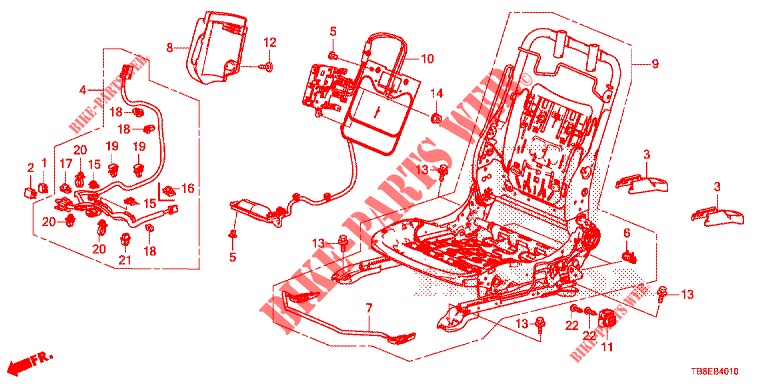 FRONT SEAT COMPONENTS (G.) (1) for Honda CIVIC TOURER DIESEL 1.6 ES 5 Doors 6 speed manual 2015