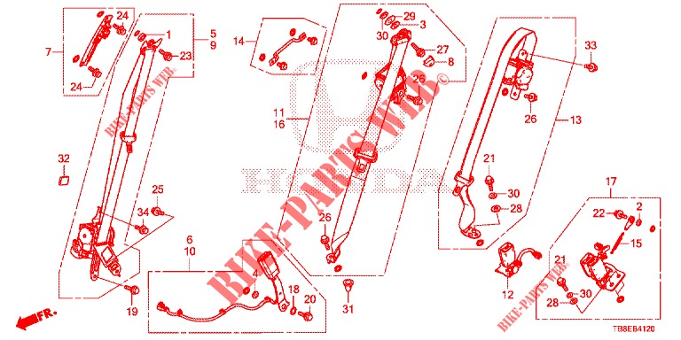 FRONT SEAT/SEATBELTS  for Honda CIVIC TOURER DIESEL 1.6 ES 5 Doors 6 speed manual 2015