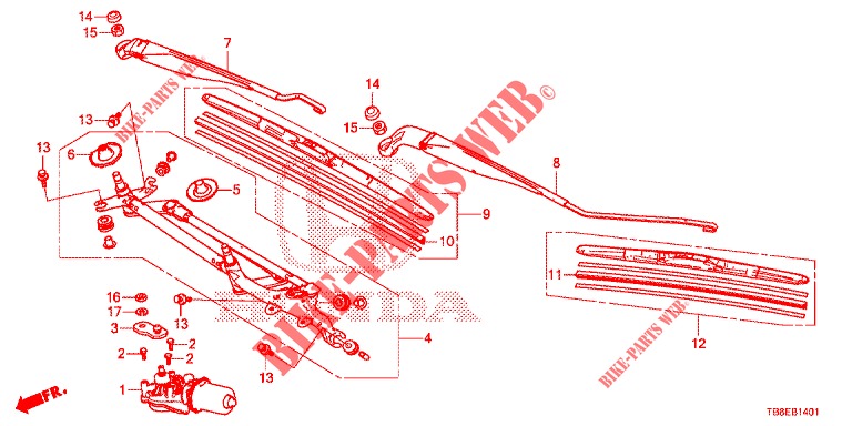 FRONT WINDSHIELD WIPER (RH) for Honda CIVIC TOURER DIESEL 1.6 ES 5 Doors 6 speed manual 2015