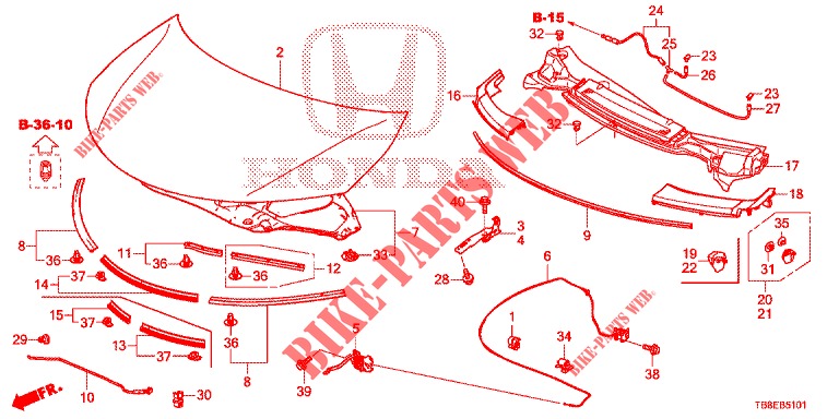 HOOD (RH) for Honda CIVIC TOURER DIESEL 1.6 ES 5 Doors 6 speed manual 2015