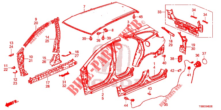OUTER PANELS/REAR PANEL  for Honda CIVIC TOURER DIESEL 1.6 ES 5 Doors 6 speed manual 2015