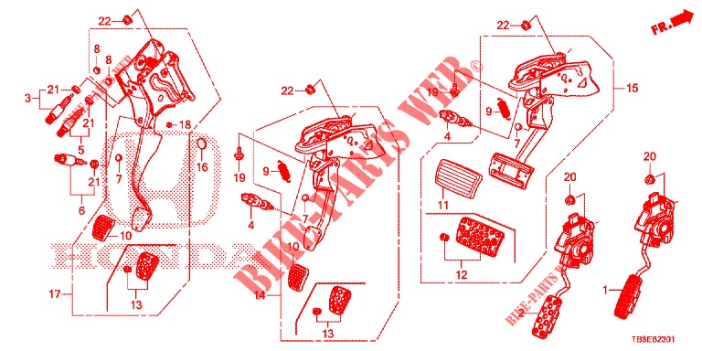 PEDAL (RH) for Honda CIVIC TOURER DIESEL 1.6 ES 5 Doors 6 speed manual 2015