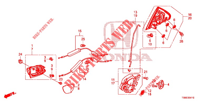 REAR DOOR LOCKS/OUTER HAN DLE  for Honda CIVIC TOURER DIESEL 1.6 ES 5 Doors 6 speed manual 2015