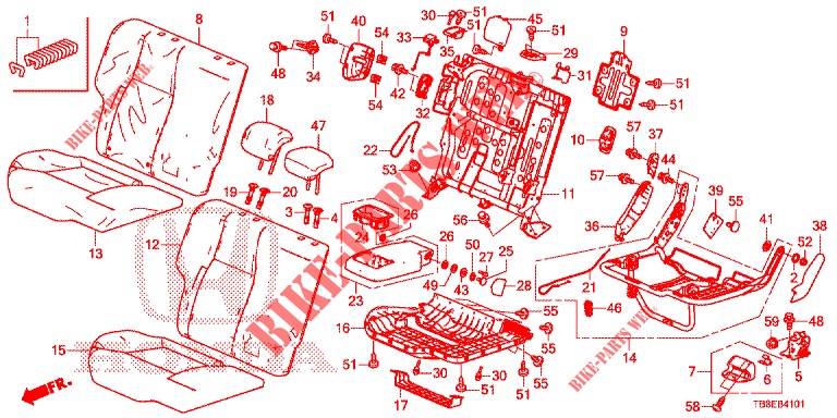 REAR SEAT/SEATBELT (D.) for Honda CIVIC TOURER DIESEL 1.6 ES 5 Doors 6 speed manual 2015