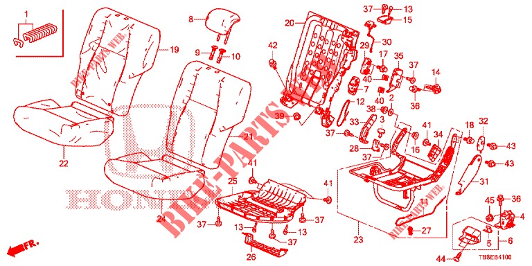 REAR SEAT/SEATBELT (G.) for Honda CIVIC TOURER DIESEL 1.6 ES 5 Doors 6 speed manual 2015