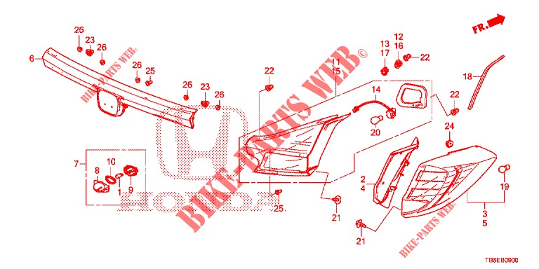 TAILLIGHT/LICENSE LIGHT (PGM FI)  for Honda CIVIC TOURER DIESEL 1.6 ES 5 Doors 6 speed manual 2015