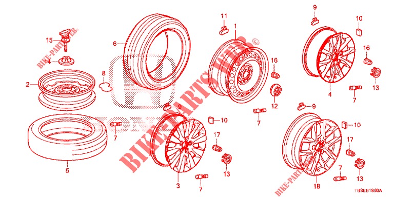 TIRE/WHEEL DISKS  for Honda CIVIC TOURER DIESEL 1.6 ES 5 Doors 6 speed manual 2015