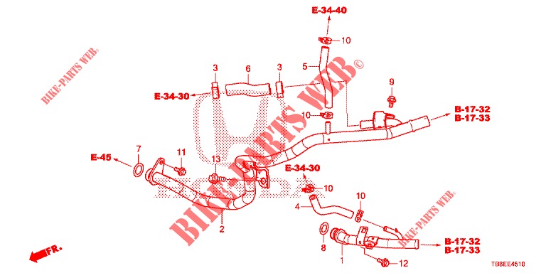 WATER HOSE/HEATER DUCT (DIESEL) for Honda CIVIC TOURER DIESEL 1.6 ES 5 Doors 6 speed manual 2015