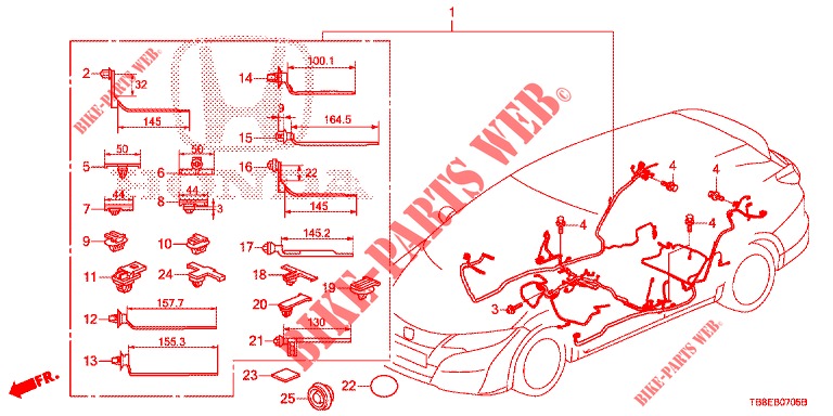 WIRE HARNESS (3) (RH) for Honda CIVIC TOURER DIESEL 1.6 ES 5 Doors 6 speed manual 2015