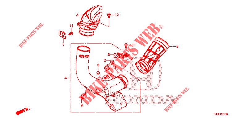 AIR INTAKE TUBE (DIESEL) for Honda CIVIC TOURER DIESEL 1.6 EX 5 Doors 6 speed manual 2015