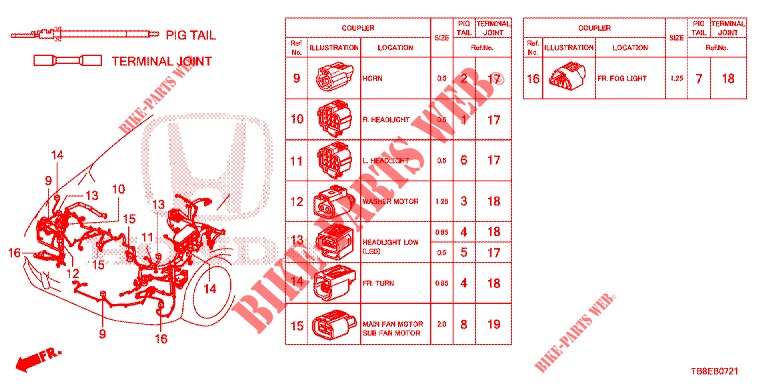ELECTRICAL CONNECTORS (AVANT) (DIESEL) for Honda CIVIC TOURER DIESEL 1.6 EX 5 Doors 6 speed manual 2015