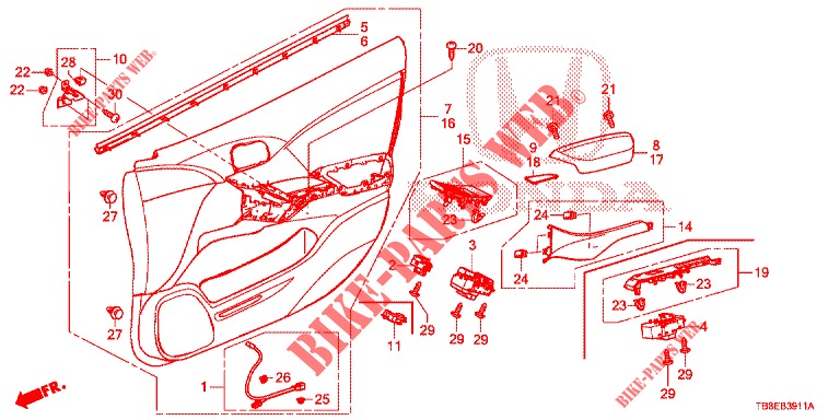 FRONT DOOR LINING (RH) for Honda CIVIC TOURER DIESEL 1.6 EX 5 Doors 6 speed manual 2015