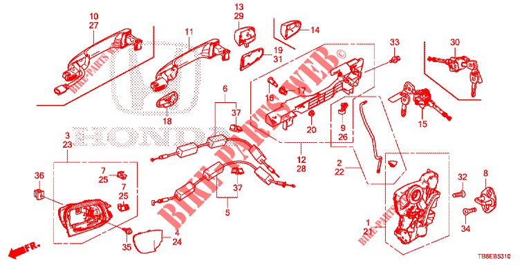 FRONT DOOR LOCKS/OUTER HA NDLE  for Honda CIVIC TOURER DIESEL 1.6 EX 5 Doors 6 speed manual 2015