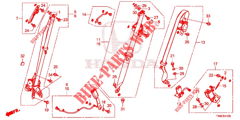 FRONT SEAT/SEATBELTS  for Honda CIVIC TOURER DIESEL 1.6 EX 5 Doors 6 speed manual 2015