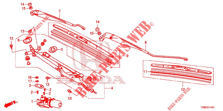 FRONT WINDSHIELD WIPER (RH) for Honda CIVIC TOURER DIESEL 1.6 EX 5 Doors 6 speed manual 2015