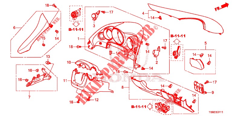 INSTRUMENT GARNISH (COTE DE CONDUCTEUR) (RH) for Honda CIVIC TOURER DIESEL 1.6 EX 5 Doors 6 speed manual 2015