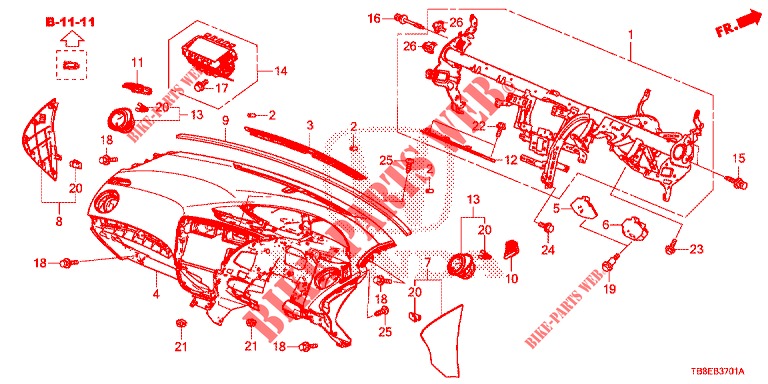 INSTRUMENT PANEL UPPER (RH) for Honda CIVIC TOURER DIESEL 1.6 EX 5 Doors 6 speed manual 2015